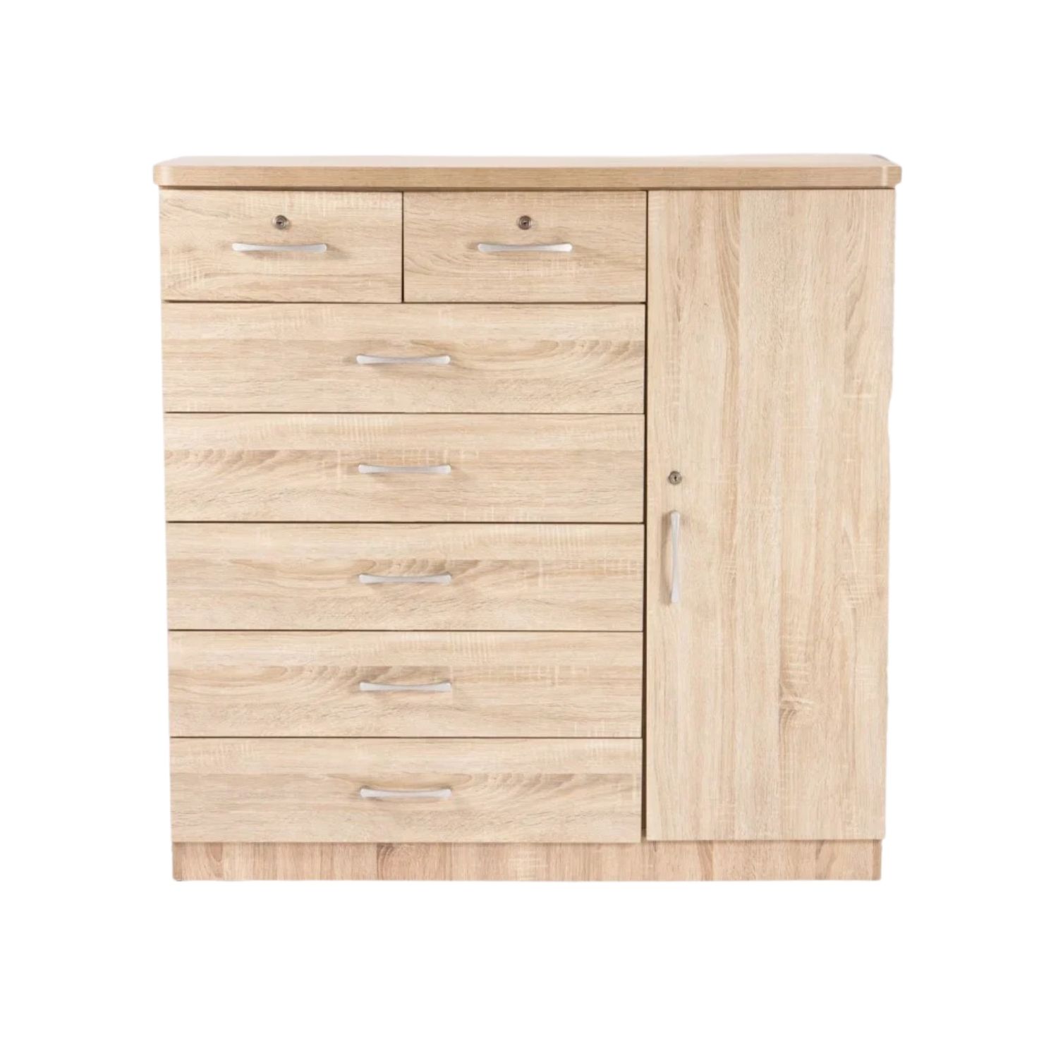 7 Drawer 1 Door Storage Chest - Oak