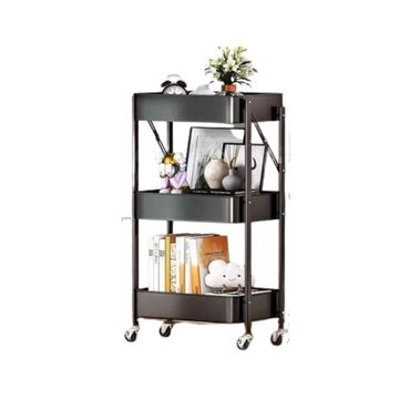 Rolling Storage Cart-3 Tier, Black, with Wheels