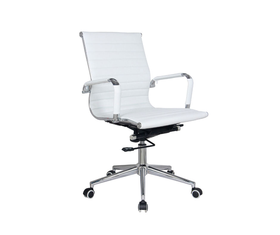 TOCC Ribbed Medium Back Office Chair - White
