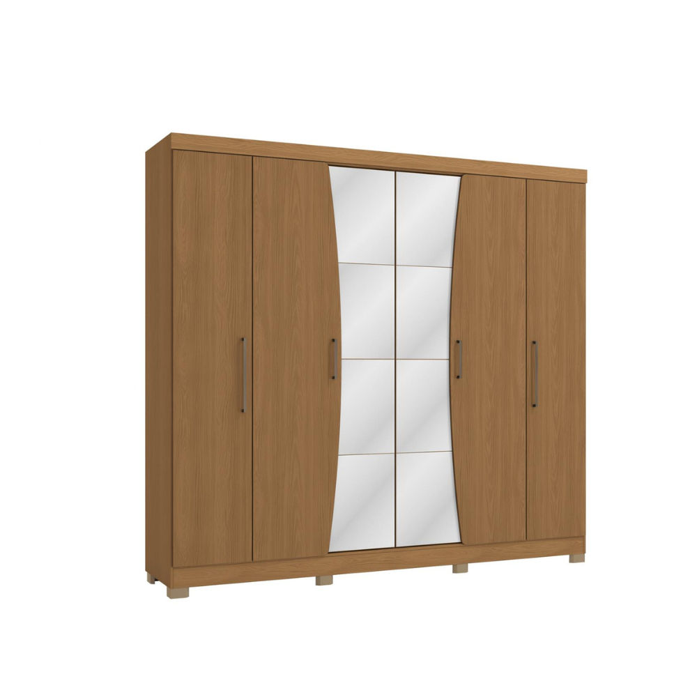 Fabiana 6 Door Wardrobe With Mirror-Cinnamon