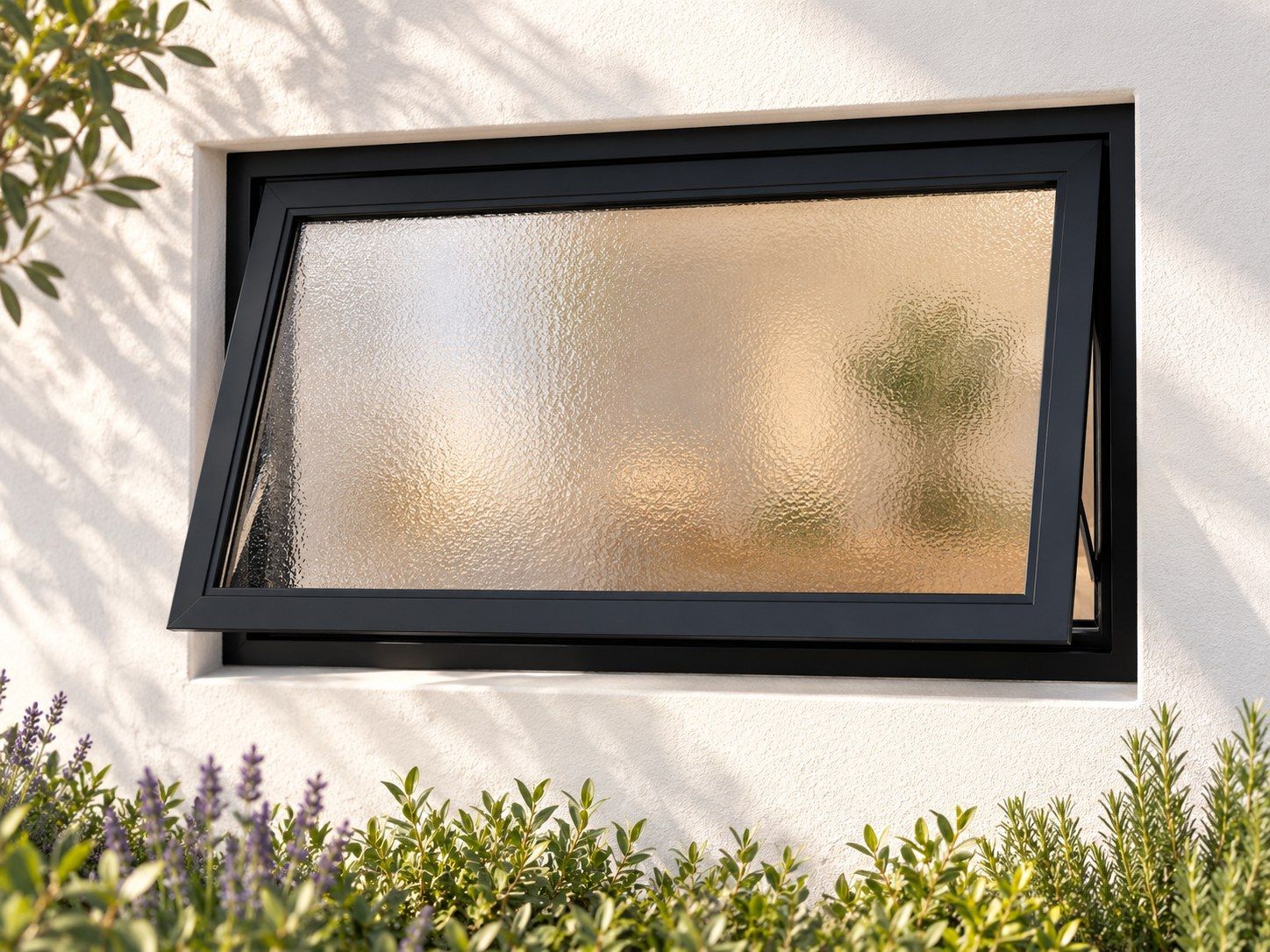 Kenzo Premium Top-Hung Aluminium Window - Black, 600 400 mm, Single Opener, Obscure Safety Glass