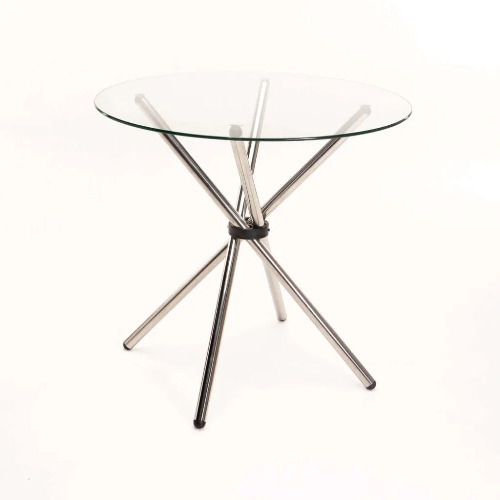 COTY 80cm Round Glass Top Dining Table – 72.5cm Height Modern Tempered Glass Table