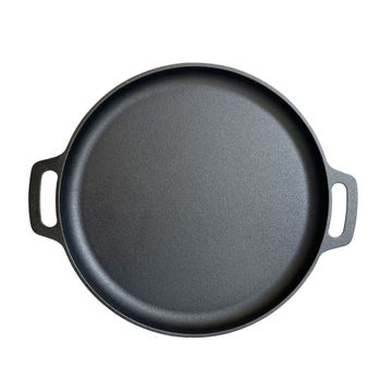 Lifespace Round Flat Cast Iron Grill Pan - 35cm