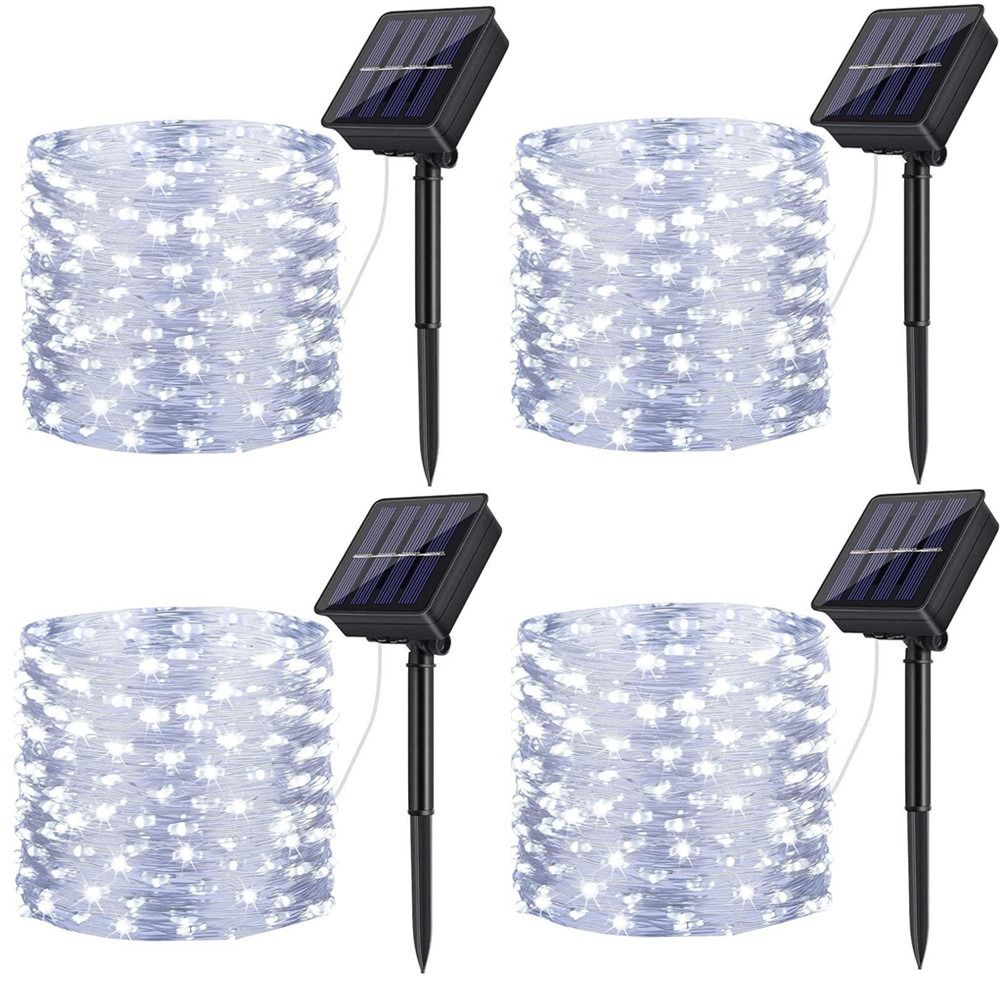4 x Solar Fairy Lights LED Outdoor String Light Christmas Light -10m - Cool White