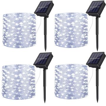 4 x Solar Fairy Lights LED Outdoor String Light Christmas Light -10m - Cool White