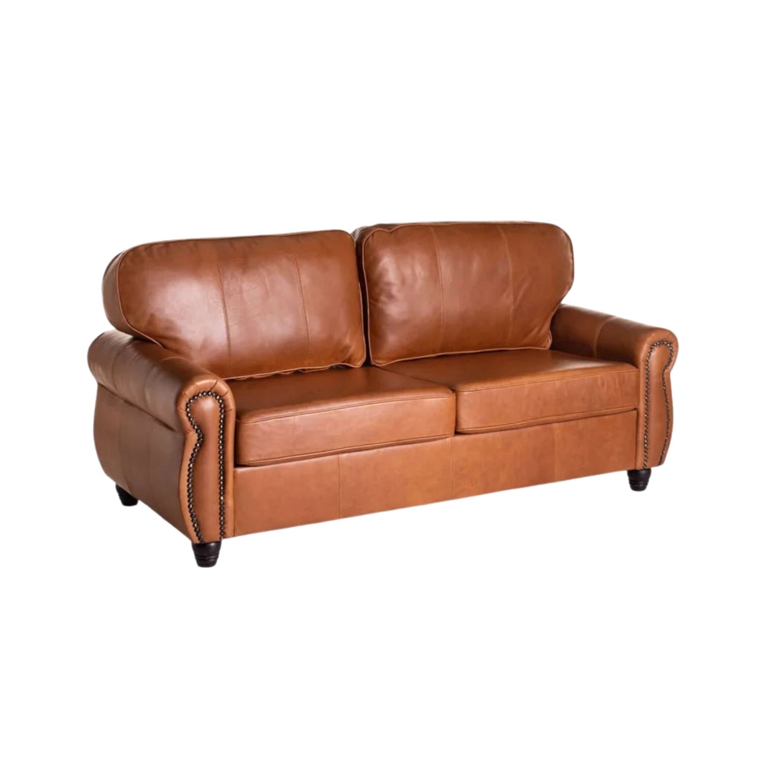 Pecan Genuine Leather 3 Seater Sofa