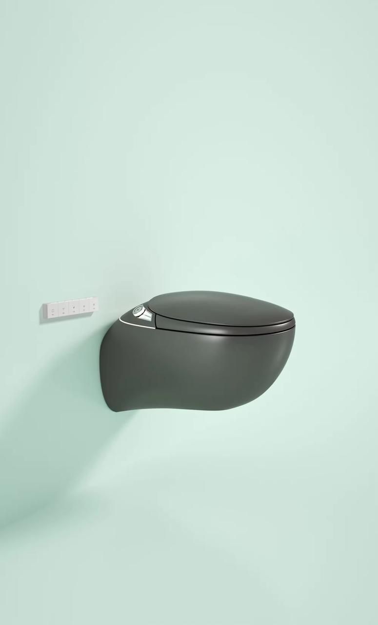 Aura-Sleek Smart Wall-Hung Commode- Black