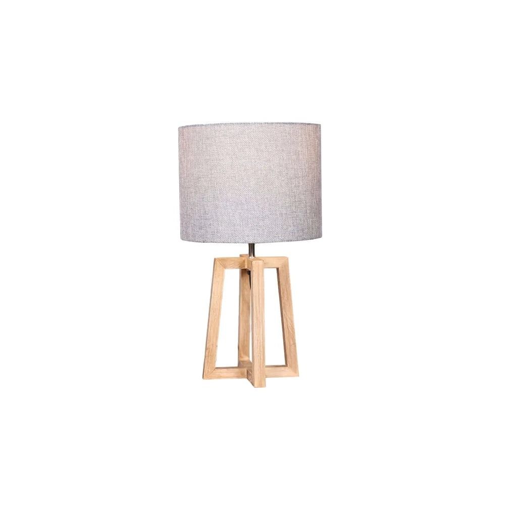 Vividitto - Alenjandro Light Oak Base - Grey Fabric Shade