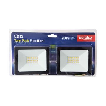 Led 20W Floodlight 4000K Black Twin Blister - 5 Pack