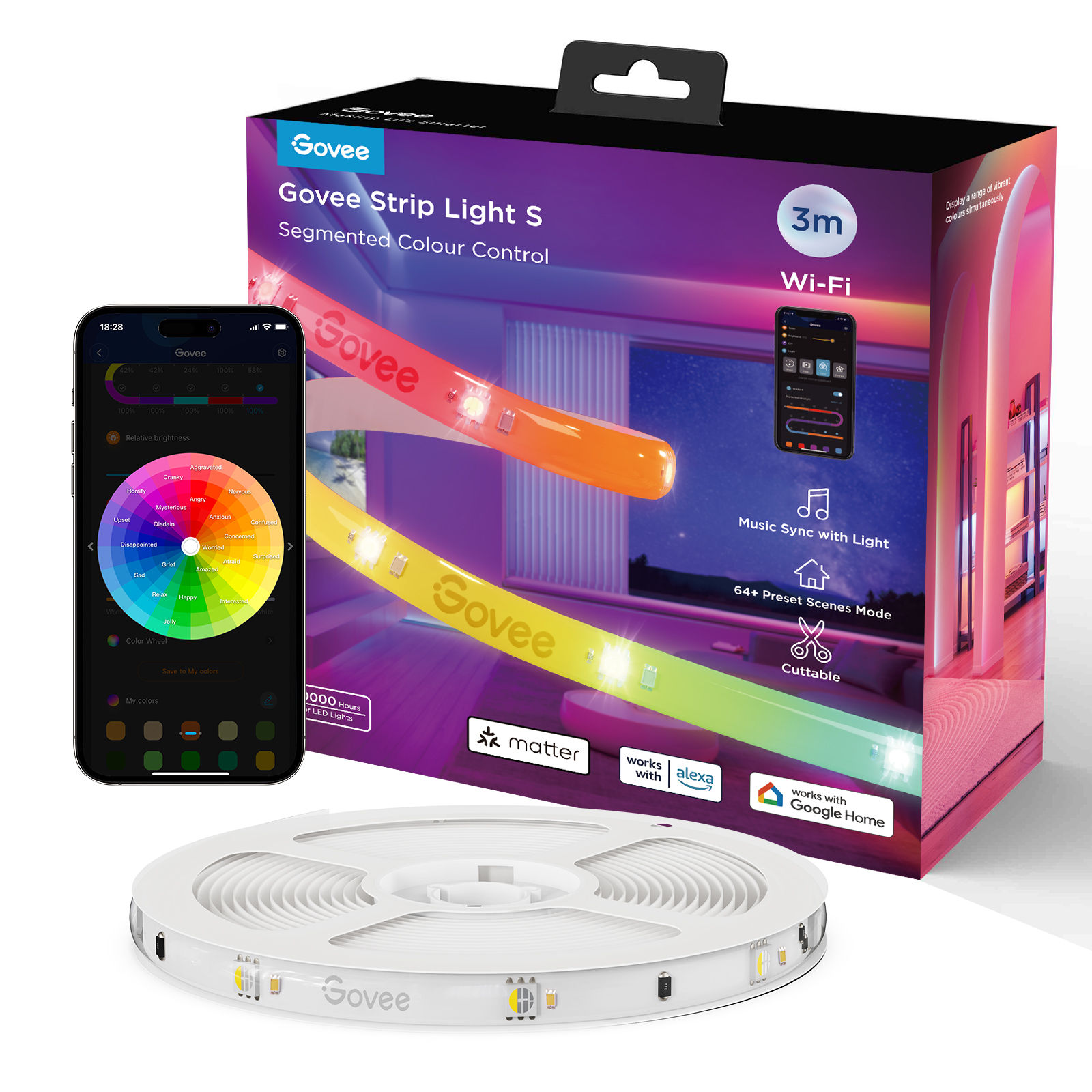 Govee RGBIC Strip Light S - With Protective Coating (3 Meter)