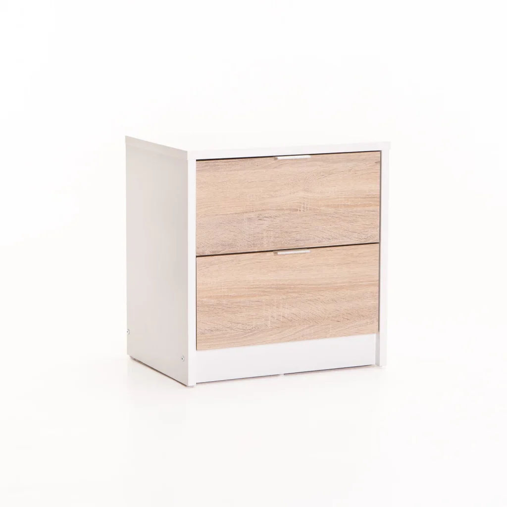 KAPPY 2 Drawer Pedestal – White | Modern Compact Bedside Table or Nightstand
