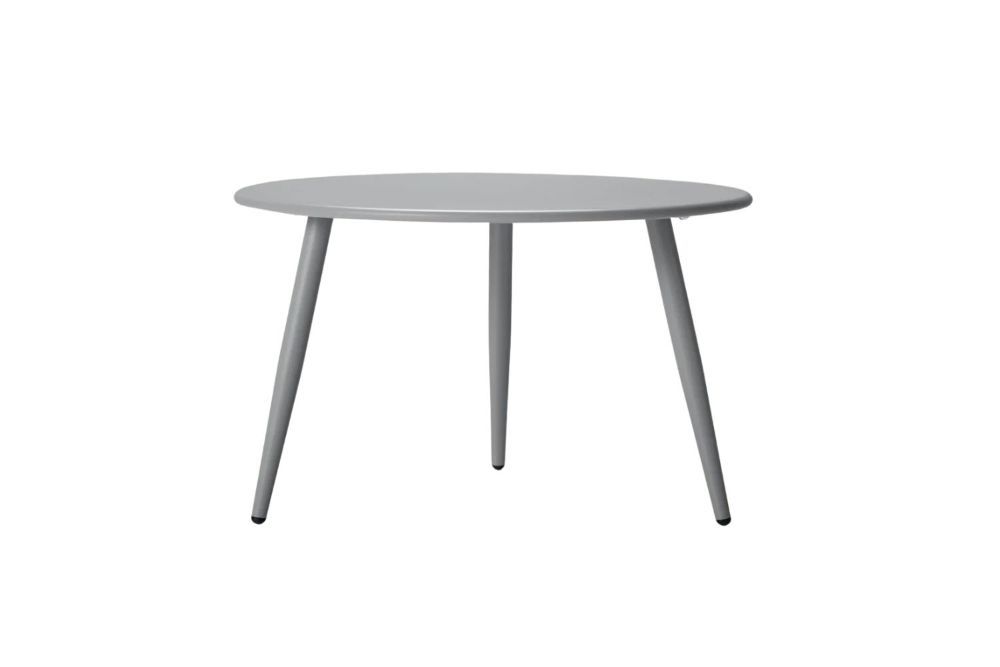 Round Coffee Table – Dove Grey with Tapered Steel Legs (Minimalist)