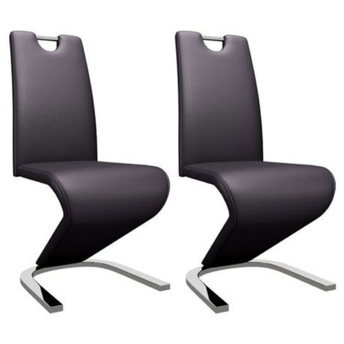 Set of 2 Z-Shape Luxury and Modern Dining Chairs - Brown