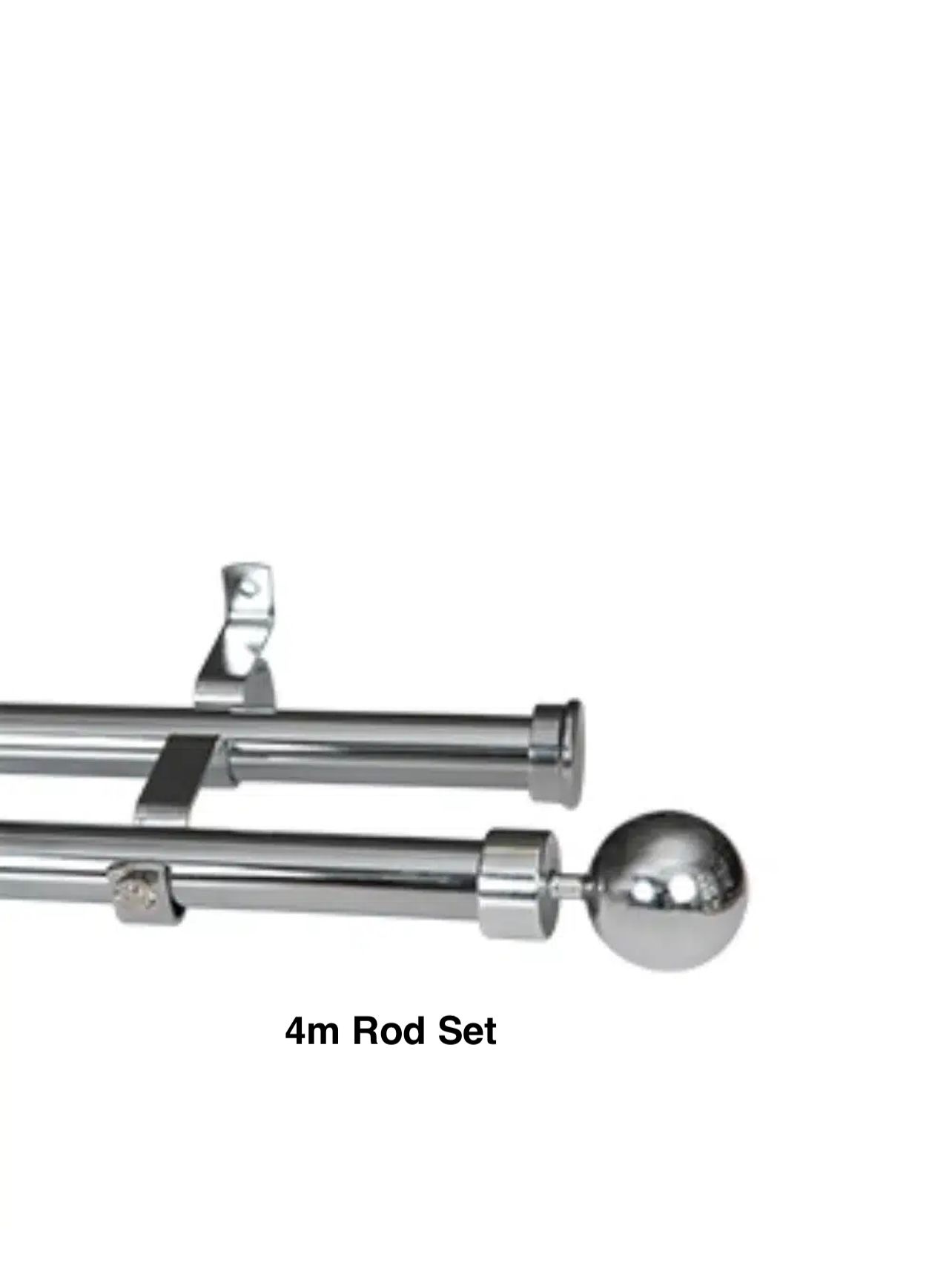 Silver Double Curtain Rod Set -Ball Finial 4m