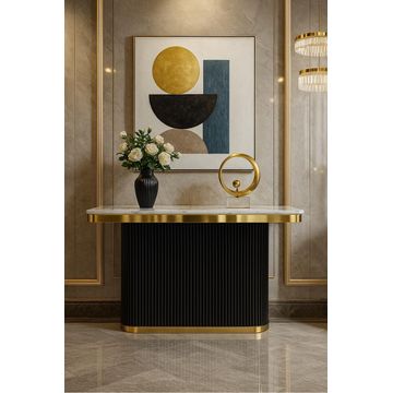 ASHER – Lumière Black, Marble Top Console Table