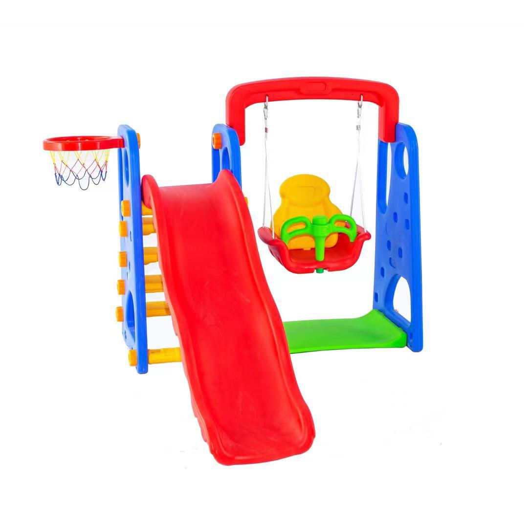 Outdoor Swing and Slide Set with Basketball Hoop for Kids - Green Air