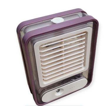 Rechargeable Table Mini Air/C Transparent Mist Spray Fan w/ RGB Light -ST - Purple