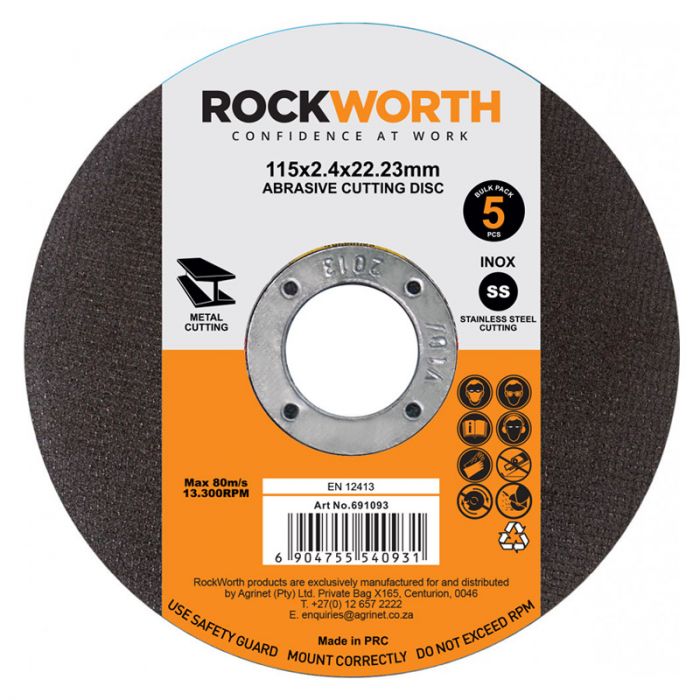 Bulk Pack 2 x Rockworth Steel Cutting Disc - 115mm x 2.5mm - 5 Per Pack