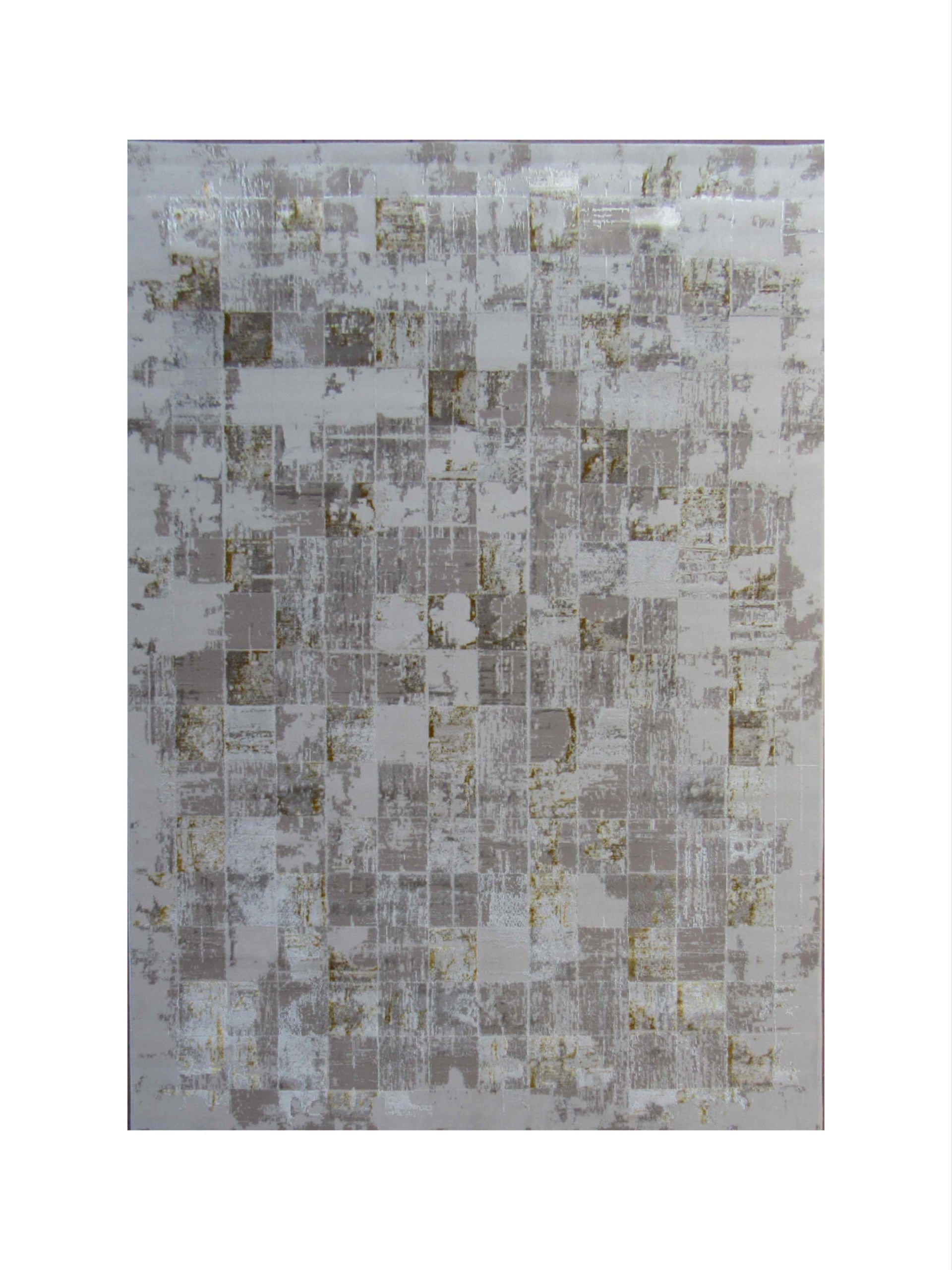 BK Carpets & Rugs - Modern Abstract Patch Square Rug –  2m x 2,9m - Beige & Gold