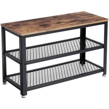 Bragg Houston 3-Tier Shoe Rack Bench, Brown