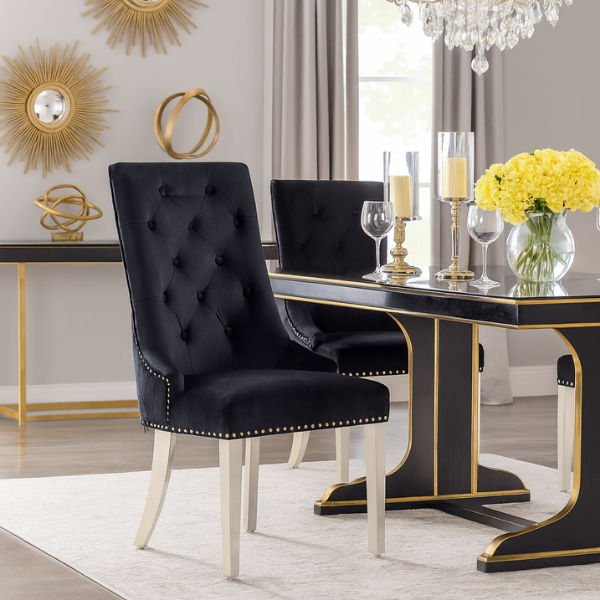 Paula Med Back Dining Chairs Black/Silver