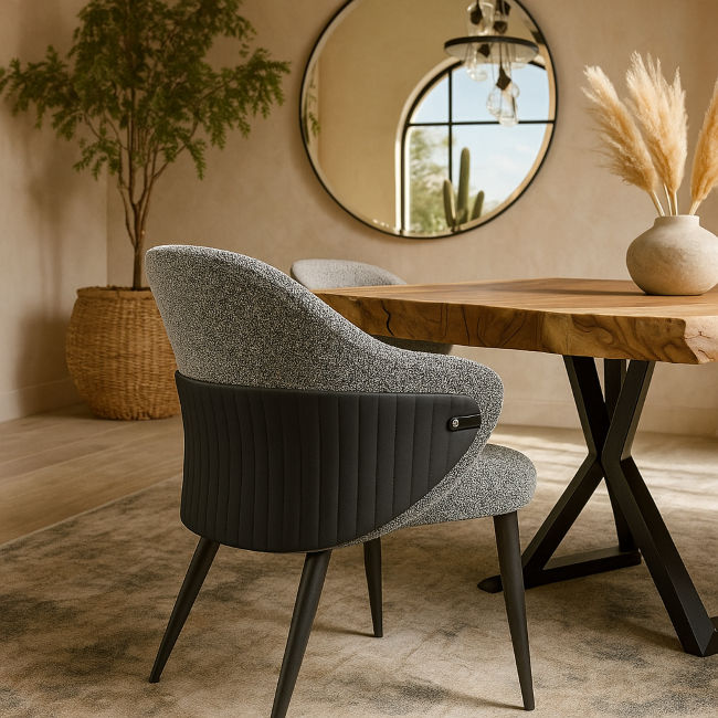 KC Furn - Fusion fabric & PU leather Dining Chair