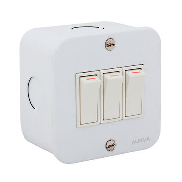 Eurolux - Industrial Wall Switch - 3 x Lever - 1 Way - White - 3 Pack