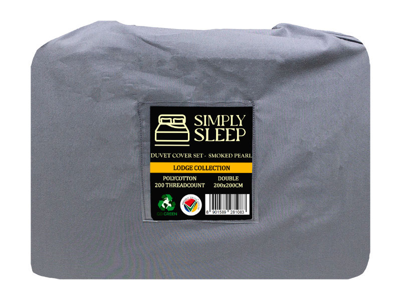 Simply Seep - Lodge Collection 200 TC Poly Cotton - Duvet Cover Set-Smoked Pearl-Double(01 Pc Pack)
