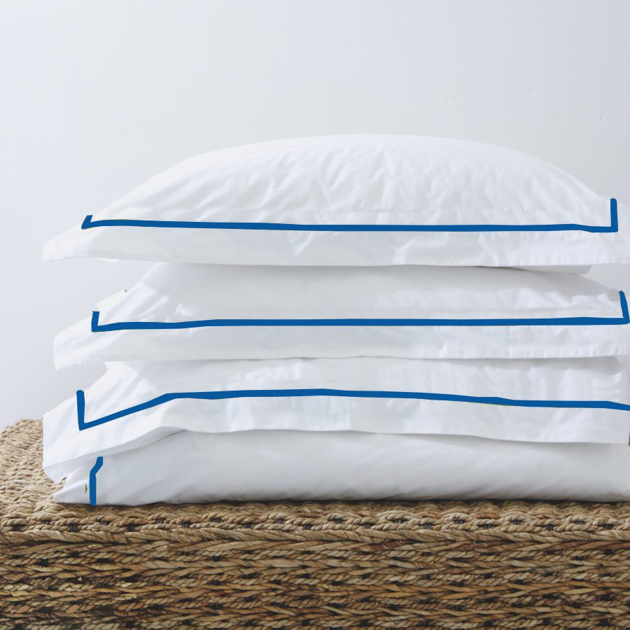 Rey's Fine Linen - Egyptian Collection - Oxford Satin Stitch Duvet Cover -Victoria Blue-King(01 Set)