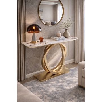 EFURN- Orion Marble Top Gold Console Table