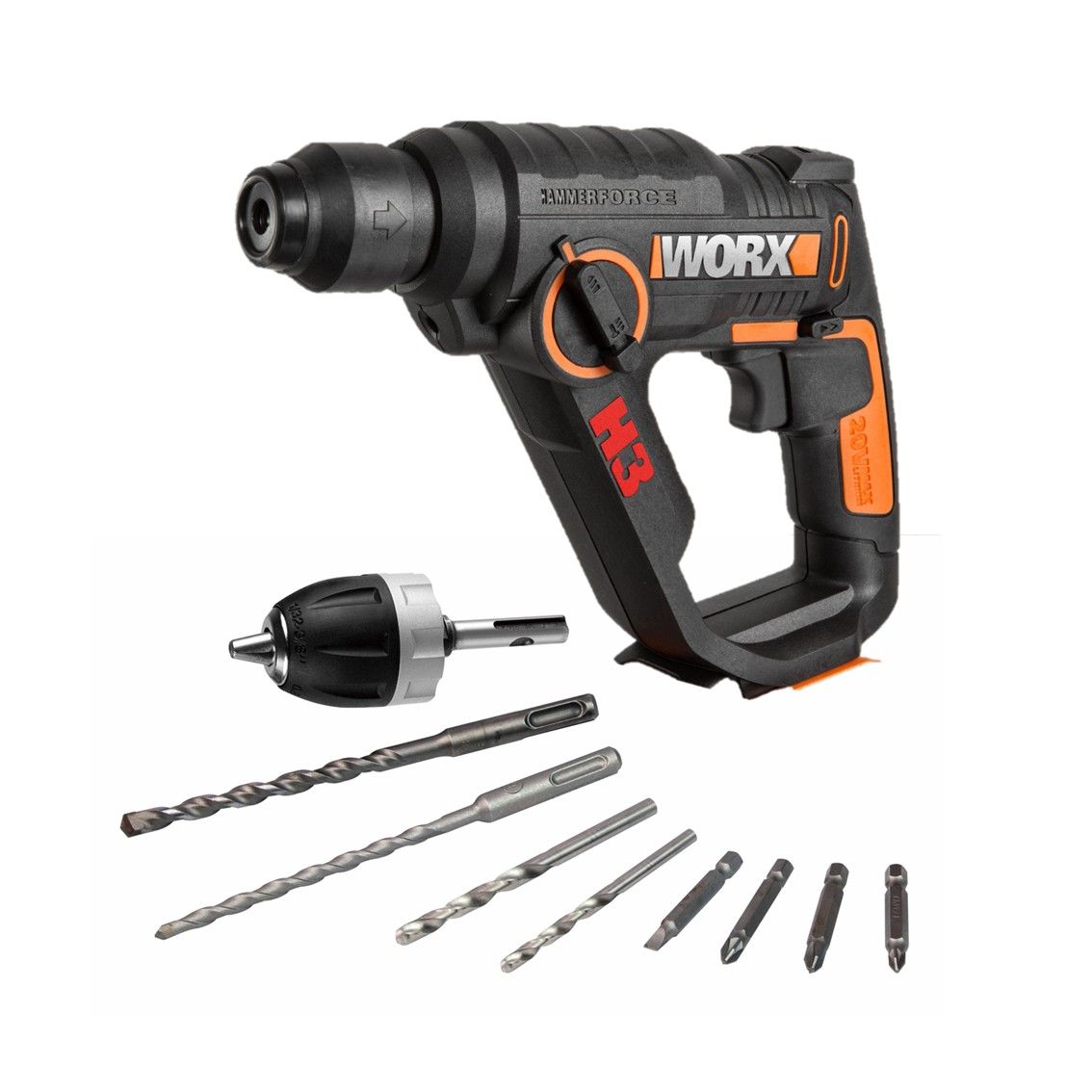 WORX H3 Battery Powered Compact Rotary Hammer Drill SDS 1.2J