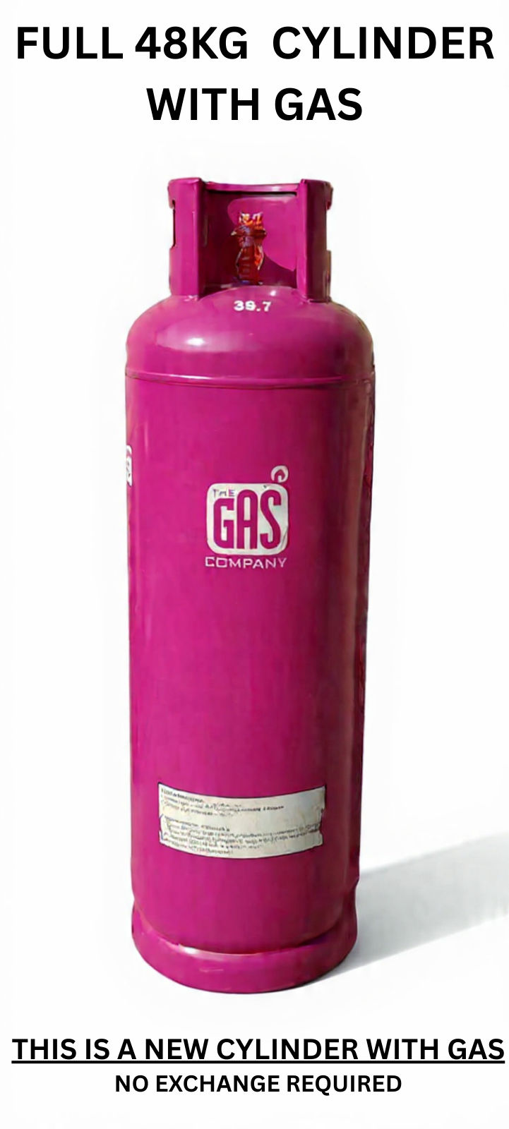 48kg Gas Cylinder and Gas (NEW BOTTLE FILLED WITH LP GAS)