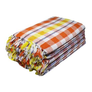 Bunty's Kitchen Towel - Design 2165 -Slightly Imperfect - 055x110cms - (05 Pc Pack) - Checks - Vibrant Orange