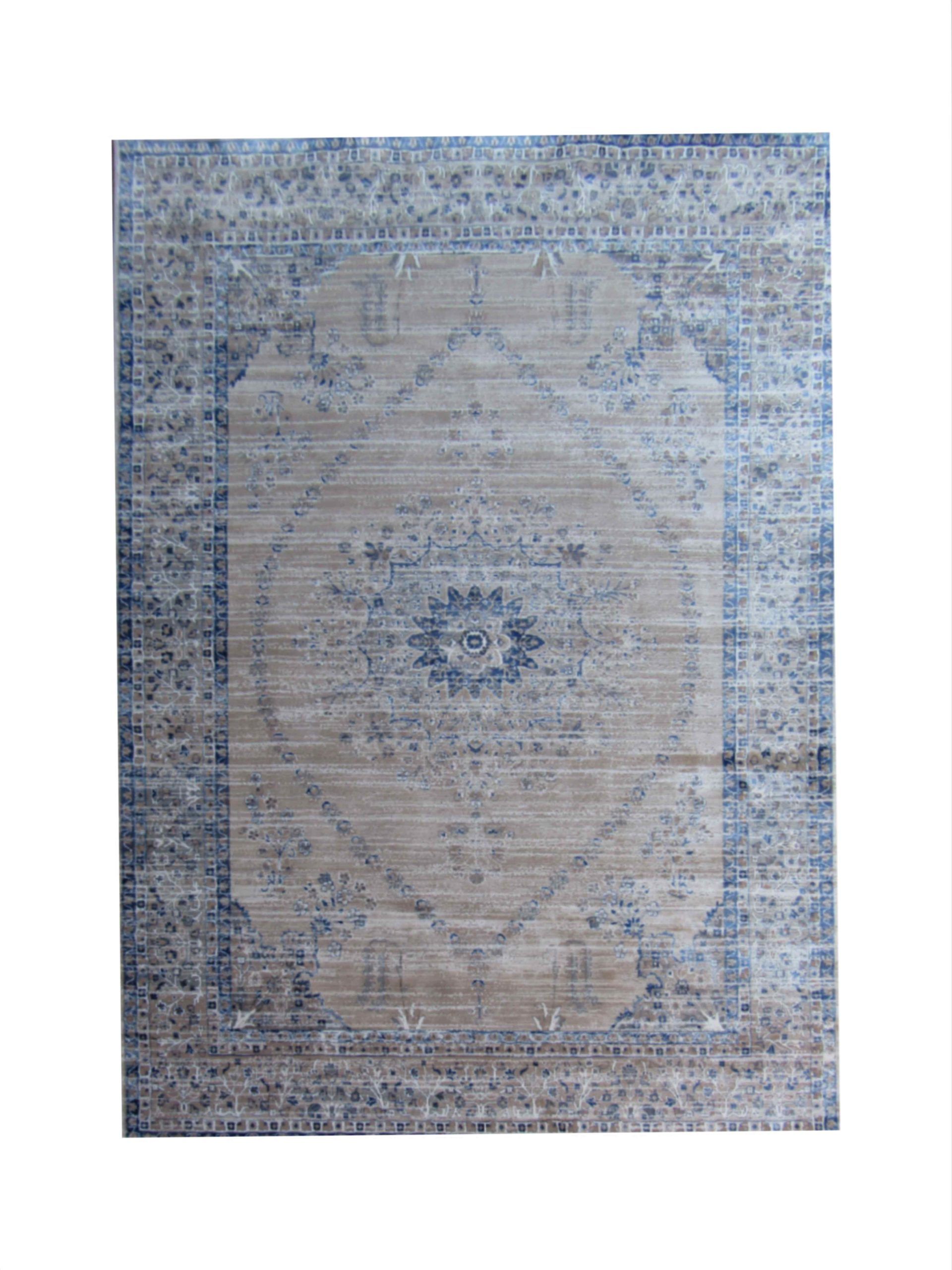 BK Carpets & Rugs - Oriental Inspired Vintage Style Indoor Rug - 2m x 2,9m - Beige - Blue