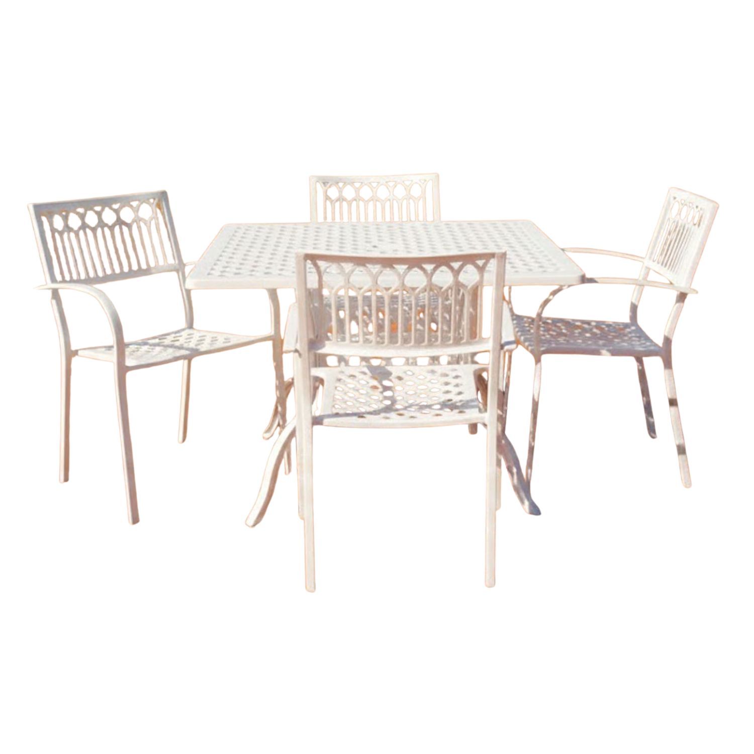 Atlas Square Aluminium Dining Set 4-Seater 1000mm - White