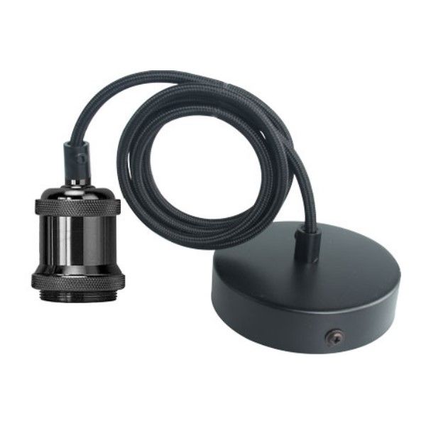 E27 Vintage Black Ceiling Rose Kit