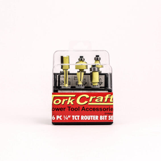 Router bit TORKCRAFT Set 6pc plastic box 1/4 shank