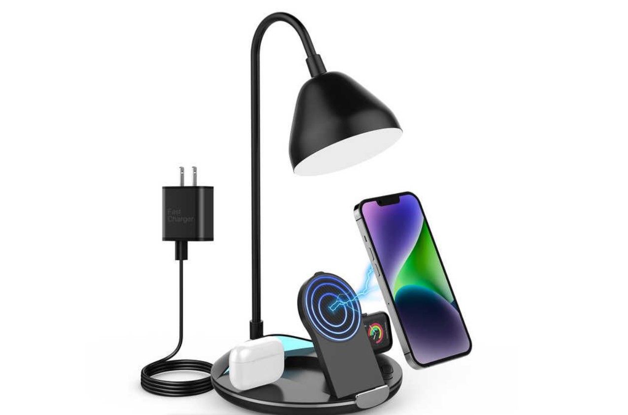 3 in 1 foldable wireless charging station with LED Lamp