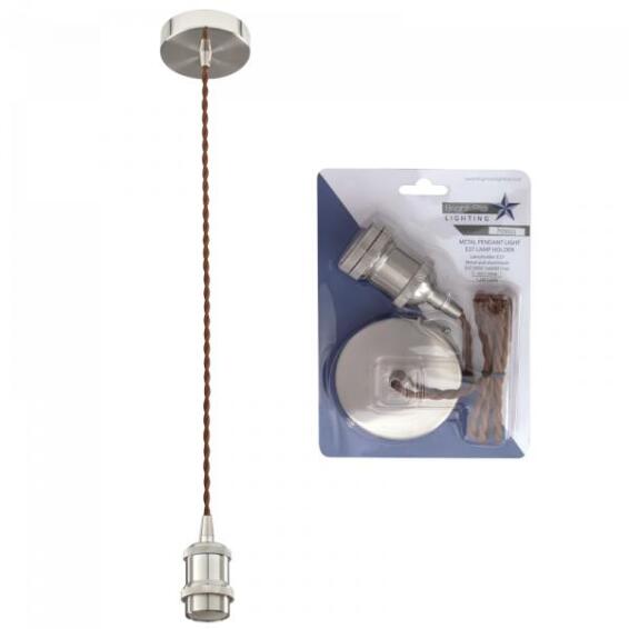 pendant light cup n cord complete satin chrome