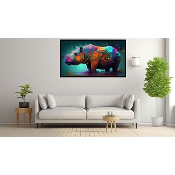Canvas Wall Art - Abstract Hippo Painting - B1603 - [120 x 80 cm]