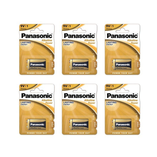Panasonic Alkaline 9V 1 Pack Batteries x 6 Packs (6LF22APB/1BP/6)