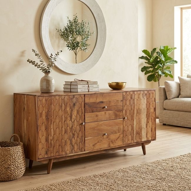 KC FURN-Zara Solid Mango Wood Sideboard Cabinet