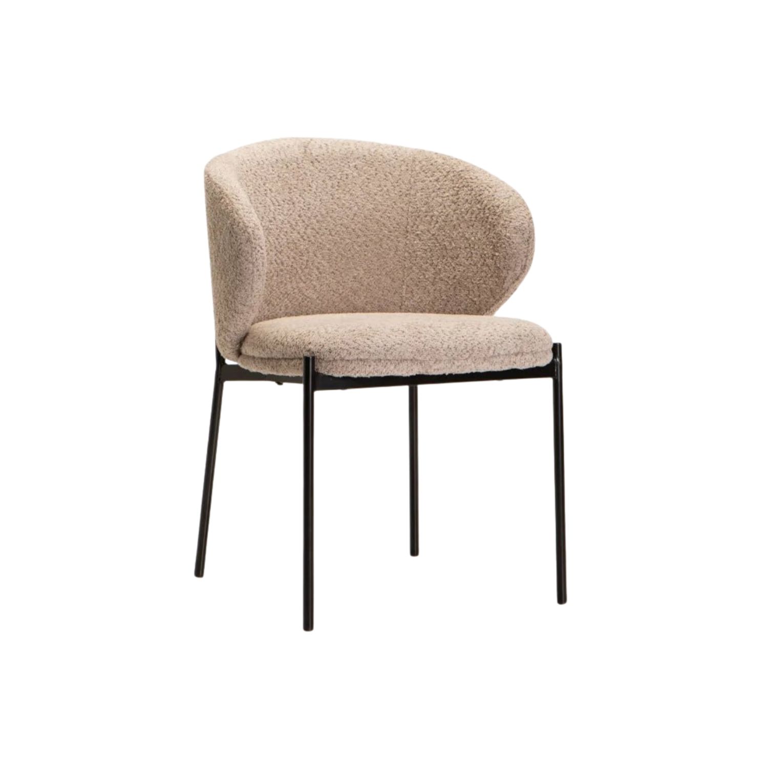 Curved Fabric Dining Chair - Stone
