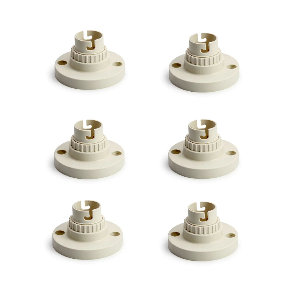Woodly Batten Holder, B22, White, 50mm Set of 6
