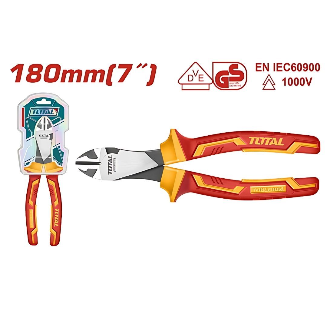 Total Insulated Heavy Duty Diagonal Cutting Pliers 7"/180Mm- 4 Pack
