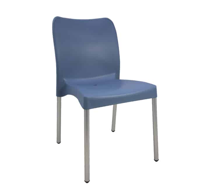 Vividitto - Heavy Duty armless Café Chair -Steel Blue