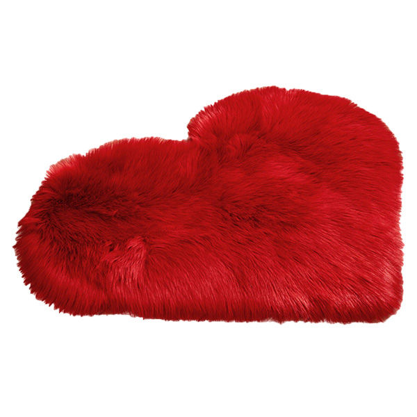 Faux Fur Heart Rug (70cm x 90cm) - Red