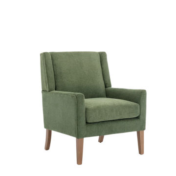 Leston Wide Upholstered Fabric Accent Armchair - Green Linen