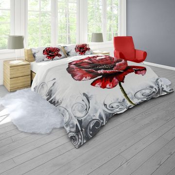 Pouring Poppies Twirls By Cherylin Louw Duvet Cover Set Queen