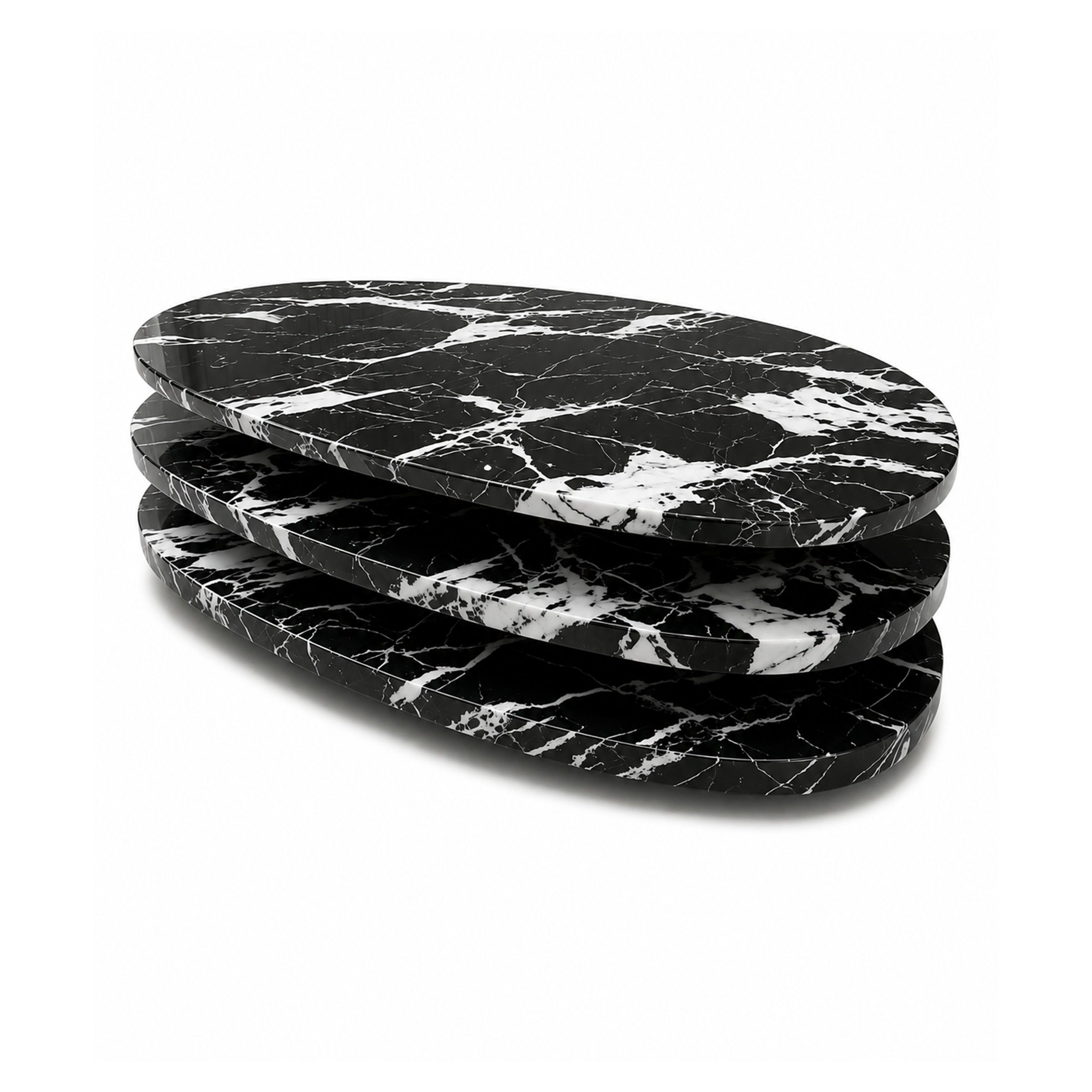 Madiega Furniture - Modern Black Marble Oval Coffee Table